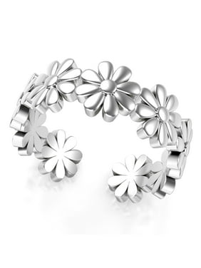 Available in Silver Rose and Yellow Gold River Island Sterling Silver Big Open Flower Adjustable Toe Ring
